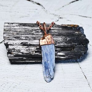 Raw Kyanite Copper Electroformed Pendant